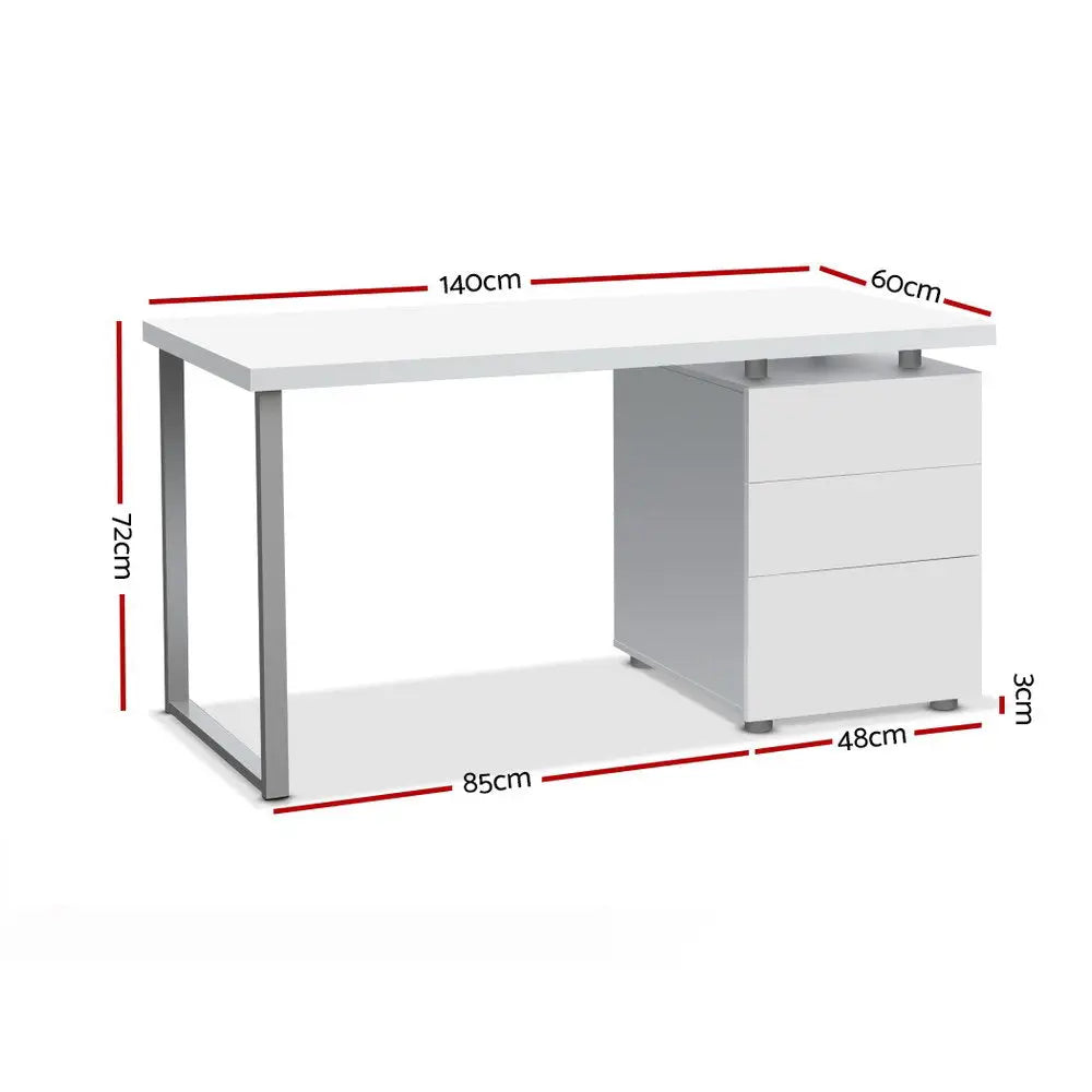 Artiss Computer Desk Drawer White 140CM - Furniture > Office