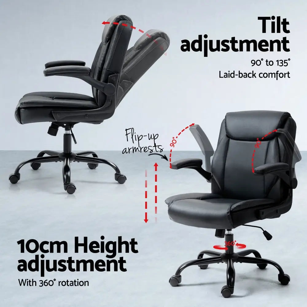 Artiss Computer Desk Executive Office Chairs Sets Black - Furniture > Office > Office & Desk Chairs