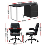 Artiss Computer Desk Executive Office Chairs Sets Black - Furniture > Office > Office & Desk Chairs