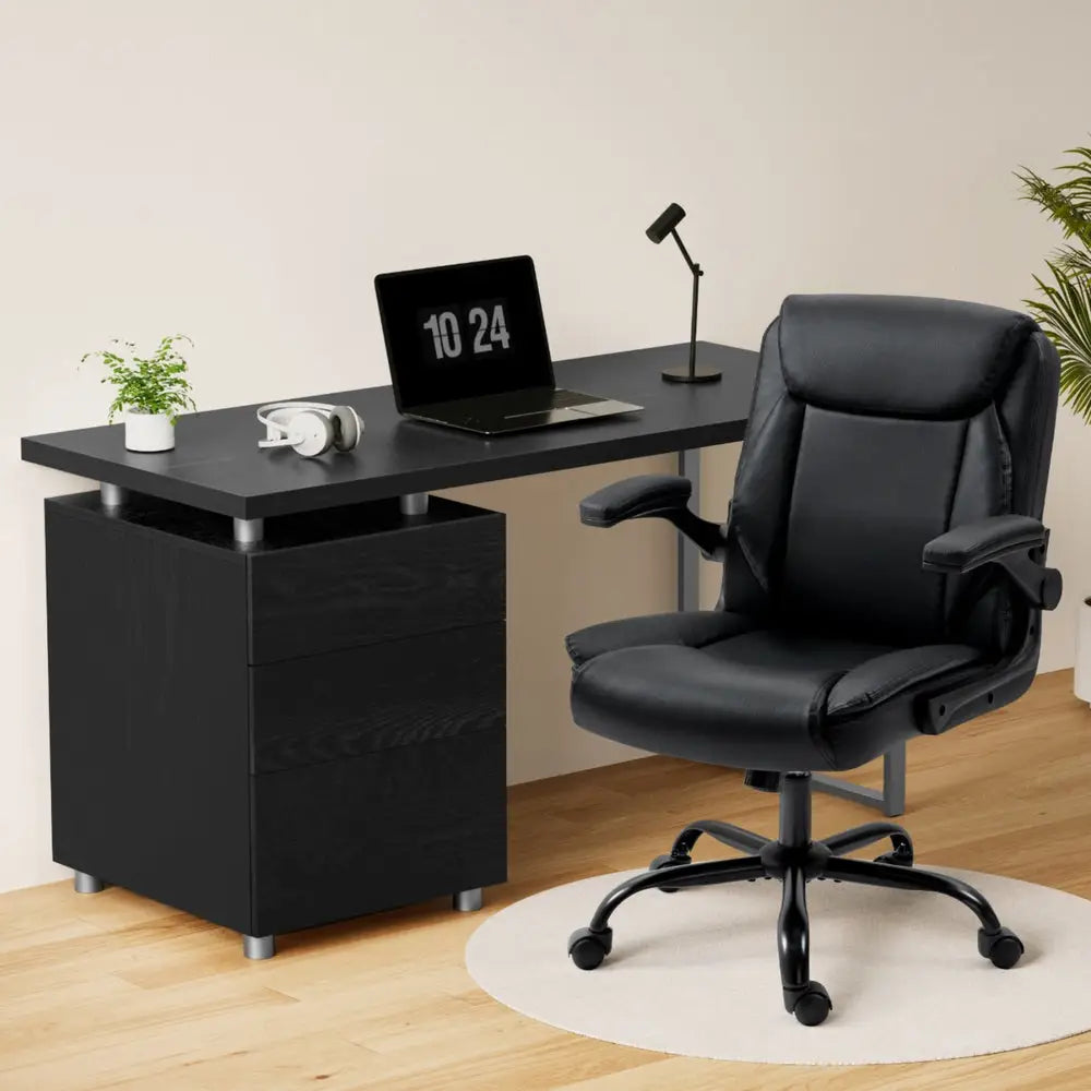 Artiss Computer Desk Executive Office Chairs Sets Black - Furniture > Office > Office & Desk Chairs