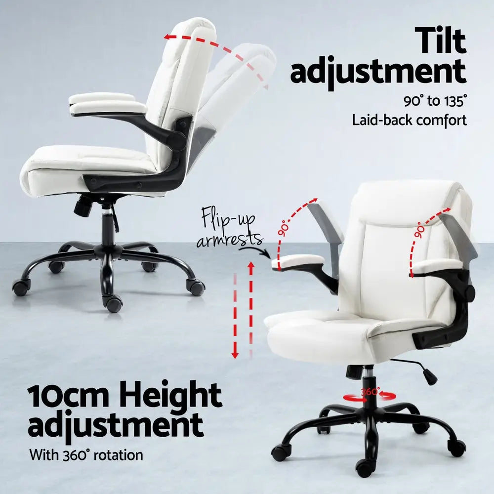 Artiss Computer Desk Executive Office Chairs Sets White - Furniture > Office > Office & Desk Chairs