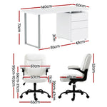 Artiss Computer Desk Executive Office Chairs Sets White - Furniture > Office > Office & Desk Chairs