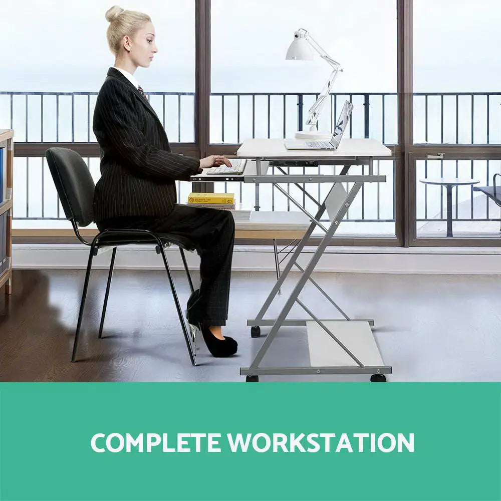 Artiss Computer Desk Keyboard Tray Shelf White 60CM - Furniture > Office