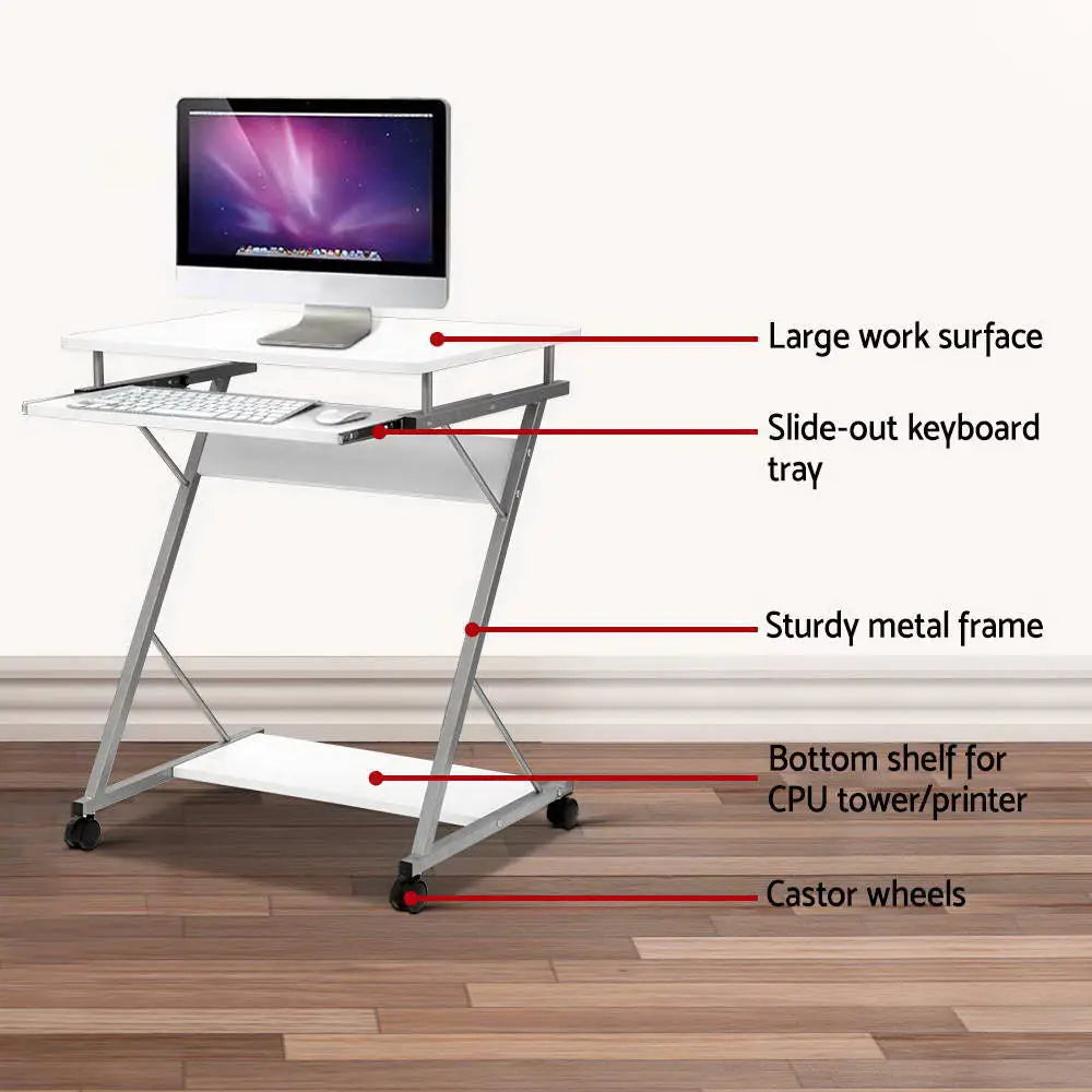 Artiss Computer Desk Keyboard Tray Shelf White 60CM - Furniture > Office