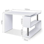 Artiss Computer Desk L-Shape Bookshelf White - Furniture > Office