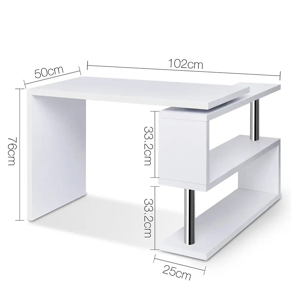 Artiss Computer Desk L-Shape Bookshelf White - Furniture > Office