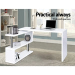 Artiss Computer Desk L-Shape Bookshelf White - Furniture > Office