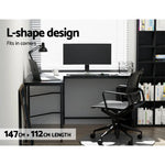 Artiss Computer Desk L-Shape CPU Stand Black 147CM - Furniture > Office
