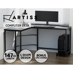 Artiss Computer Desk L-Shape CPU Stand Black 147CM - Furniture > Office