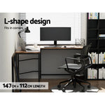 Artiss Computer Desk L-Shape CPU Stand Brown 147CM - Furniture > Office