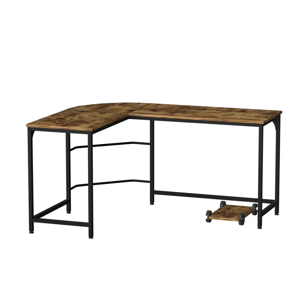 Artiss Computer Desk L-Shape CPU Stand Brown 147CM - Furniture > Office