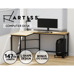 Artiss Computer Desk L-Shape CPU Stand Oak 147CM - Furniture > Office