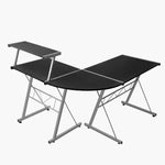 Artiss Computer Desk L-Shape Keyboard Tray Shelf Black - Furniture > Office