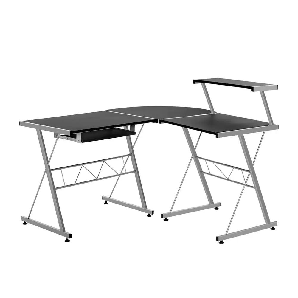 Artiss Computer Desk L-Shape Keyboard Tray Shelf Black - Furniture > Office