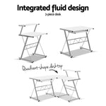 Artiss Computer Desk L-Shape Keyboard Tray Shelf White - Furniture > Office