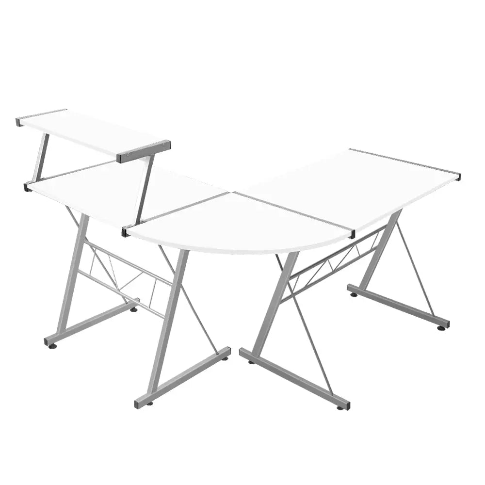 Artiss Computer Desk L-Shape Keyboard Tray Shelf White - Furniture > Office
