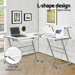 Artiss Computer Desk L-Shape Keyboard Tray Shelf White - Furniture > Office