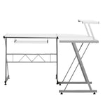 Artiss Computer Desk L-Shape Keyboard Tray Shelf White - Furniture > Office