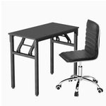 Artiss Computer Desk Office Chair PU Leather Set Foldable Home Study Table Black - Furniture > Office > Desks