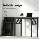 Artiss Computer Desk Office Chair PU Leather Set Foldable Home Study Table Black - Furniture > Office > Desks