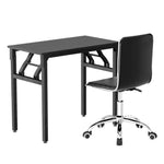 Artiss Computer Desk Office Chair PU Leather Set Foldable Home Study Table Black - Furniture > Office > Desks