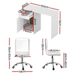 Artiss Computer Desk Office Chair Set PU Leather Home Study Table 100cm White - Furniture > Office > Desks