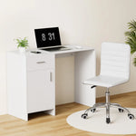 Artiss Computer Desk Office Chair Set PU Leather Home Study Table 100cm White - Furniture > Office > Desks