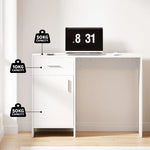 Artiss Computer Desk Office Chair Set PU Leather Home Study Table 100cm White - Furniture > Office > Desks
