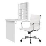 Artiss Computer Desk Office Chair Set PU Leather Wall Mount Foldable Table White - Furniture > Office > Desks