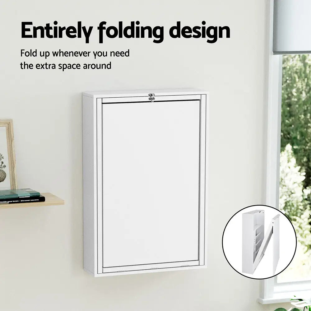 Artiss Computer Desk Office Chair Set PU Leather Wall Mount Foldable Table White - Furniture > Office > Desks