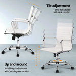 Artiss Computer Desk Office Chair Set PU Leather Wall Mount Foldable Table White - Furniture > Office > Desks
