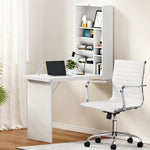 Artiss Computer Desk Office Chair Set PU Leather Wall Mount Foldable Table White - Furniture > Office > Desks