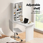Artiss Computer Desk Office Chair Set PU Leather Wall Mount Foldable Table White - Furniture > Office > Desks
