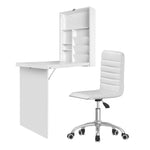 Artiss Computer Desk Office Chair Set PU Leather Wall Mount Foldable Table White - Furniture > Office > Desks