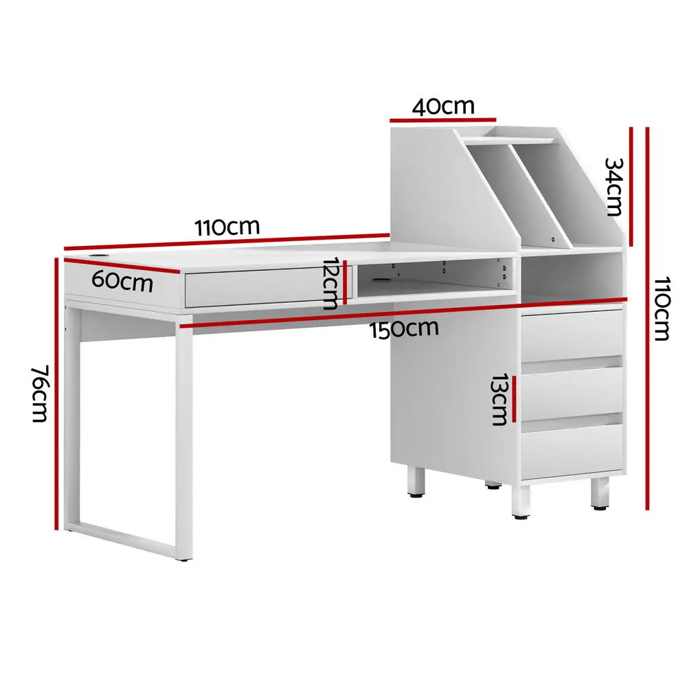 Artiss Computer Desk Office Study Desks Table Drawer Bookshelf - Furniture > Office