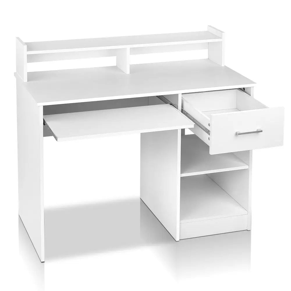 Artiss Computer Desk Shelf Drawer White 100CM - Furniture > Office