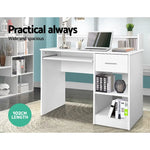Artiss Computer Desk Shelf Drawer White 100CM - Furniture > Office
