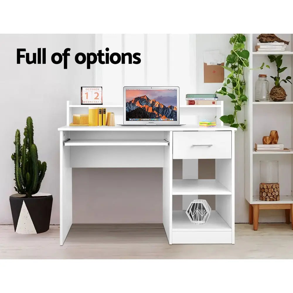 Artiss Computer Desk Shelf Drawer White 100CM - Furniture > Office
