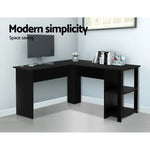 Artiss Computer Desk Shelf L-Shape Black 136CM - Furniture > Office