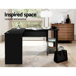 Artiss Computer Desk Shelf L-Shape Black 136CM - Furniture > Office