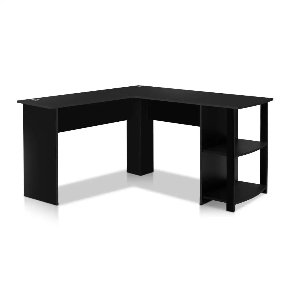 Artiss Computer Desk Shelf L-Shape Black 136CM - Furniture > Office