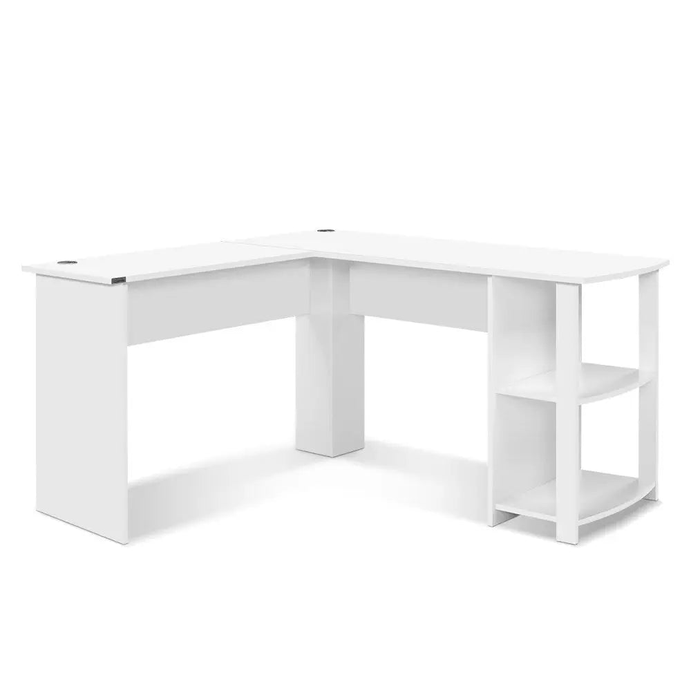 Artiss Computer Desk Shelf L-Shape White 136CM - Furniture > Office