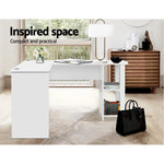 Artiss Computer Desk Shelf L-Shape White 136CM - Furniture > Office