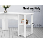 Artiss Computer Desk Shelf L-Shape White 136CM - Furniture > Office