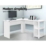 Artiss Computer Desk Shelf L-Shape White 136CM - Furniture > Office