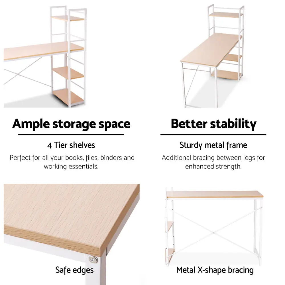 Artiss Computer Desk Shelf Oak 120CM - Furniture > Office