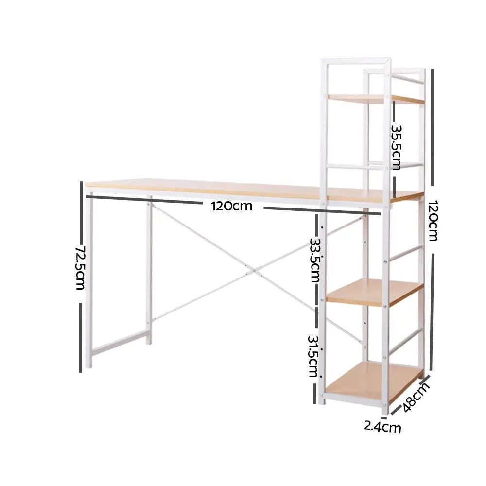 Artiss Computer Desk Shelf Oak 120CM - Furniture > Office
