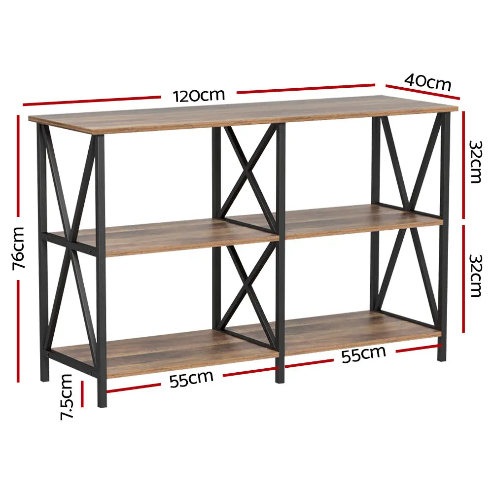 Artiss Console Table 120CM 3-tier Walnut Xiah - Furniture > Living Room