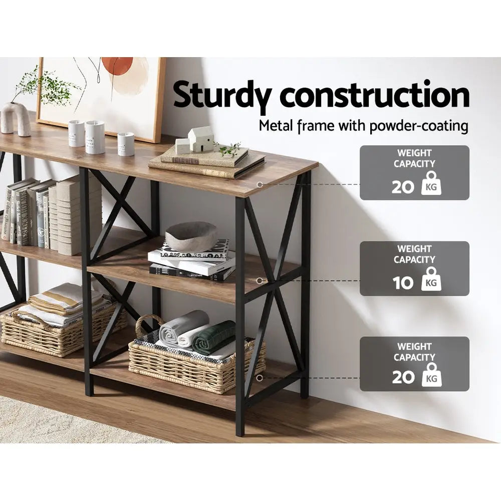 Artiss Console Table 120CM 3-tier Walnut Xiah - Furniture > Living Room