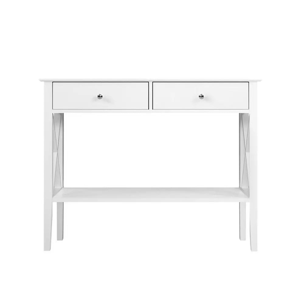 Artiss Console Table 2 Drawers 100CM White Chole - Furniture > Living Room